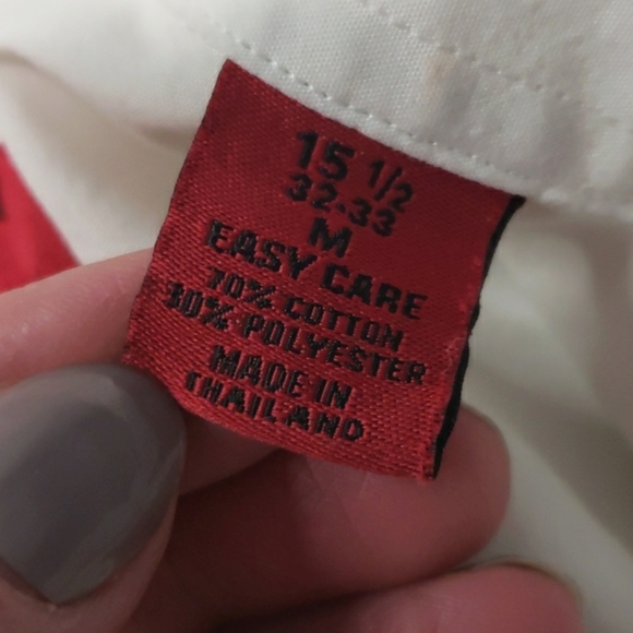 Alfani Fitted Stretch Fabric White Button Down Business Shirt, 15 1/2 32-33 - Picture 9 of 15